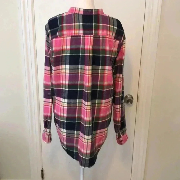 Lands End pullover plaid long sleeve cotton shirt. Size 14 - Picture 5 of 10